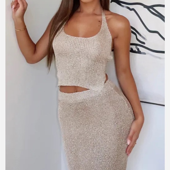 WHITE FOX BOUTIQUE
Play Pretend Sequin Knit Top Champagne NWT - Picture 3 of 9